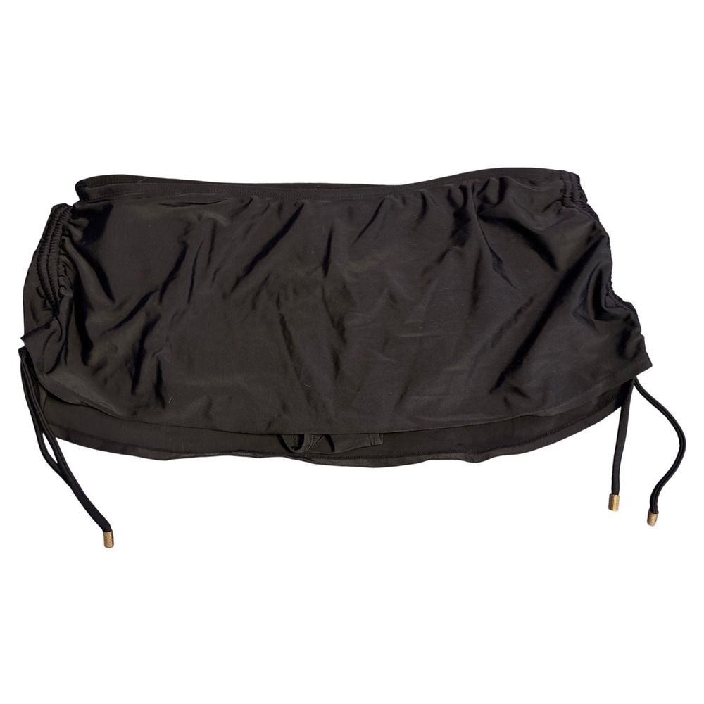 Merona Womens Black Ruched‎ Side Swim Cover Up Skirt Adjustable Drawstring XL